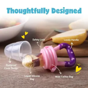 1pc Baby Feeding Spoon Fruit Grinding Pacifier Complementary Bites Silicone Mesh Baby Feeding Tableware 2